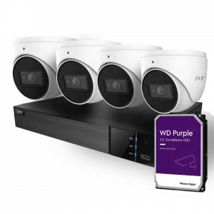 TVT 6MP Camera Kit, 4 x 6MP Mini Turret Camera with 4ch NVR + 2TB HDD