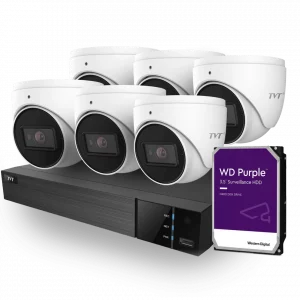 TVT 6MP Camera Kit, 6 x 6MP Mini Turret Camera with 8ch NVR + 4TB HDD