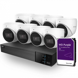 TVT 6MP Camera Kit, 8 x 6MP Mini Turret Camera with 8ch NVR + 4TB HDD
