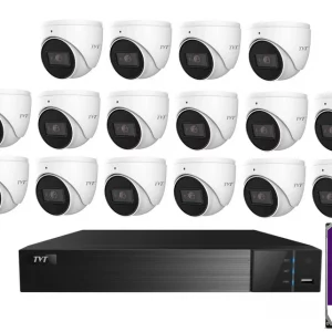 TVT 6MP Camera Kit, 16 x 6MP Mini Turret Camera with 16ch NVR + 6TB HDD